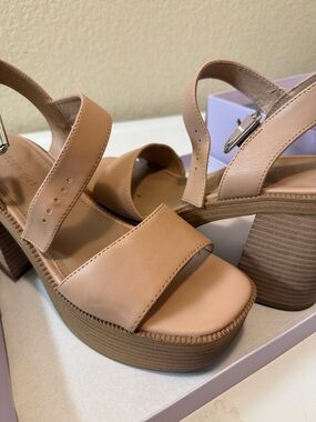 Madden Girl Blush Tan Platform Wedge Sandals